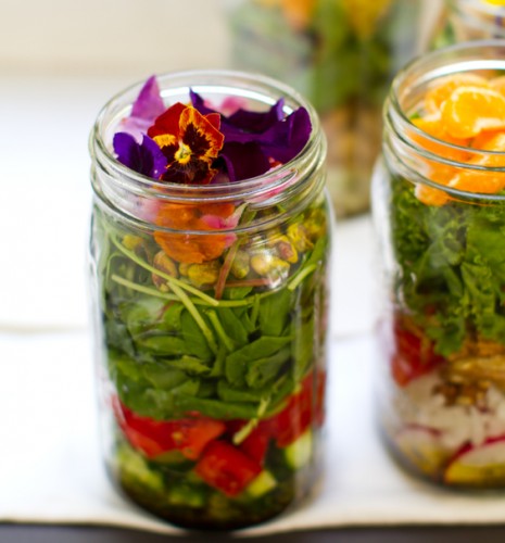 vegan salade in een Mason Jar